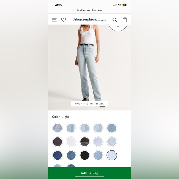 23/000 Long A&F 90s straight Ultra High Rise Curve Love Jeans - Picture 3 of 6